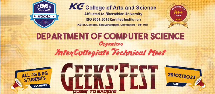 GEEKS FEST 23, KG College of Arts and Science, Technical Symposium